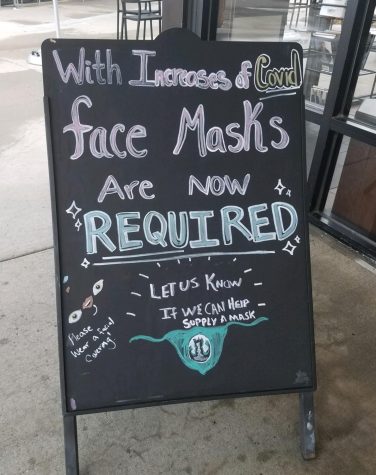Once Colorado’s mask mandate went into effect, many stores, like this Starbucks, put up signs requiring customers to wear face masks.