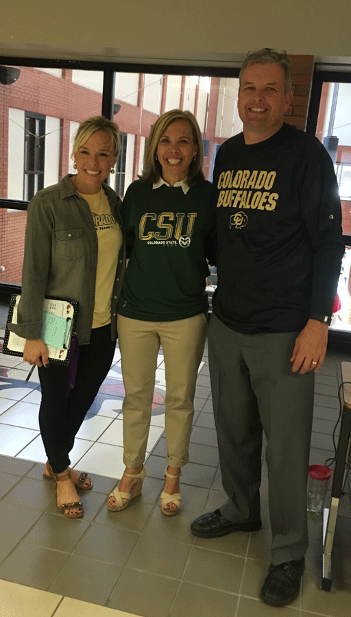 Administrators repping their CU and CSU gear.