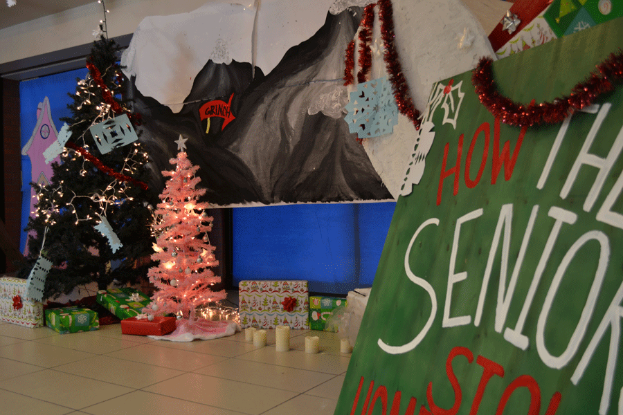 Senior's decorated hallway for homecoming.