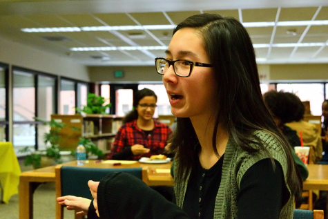 Student talking in her group