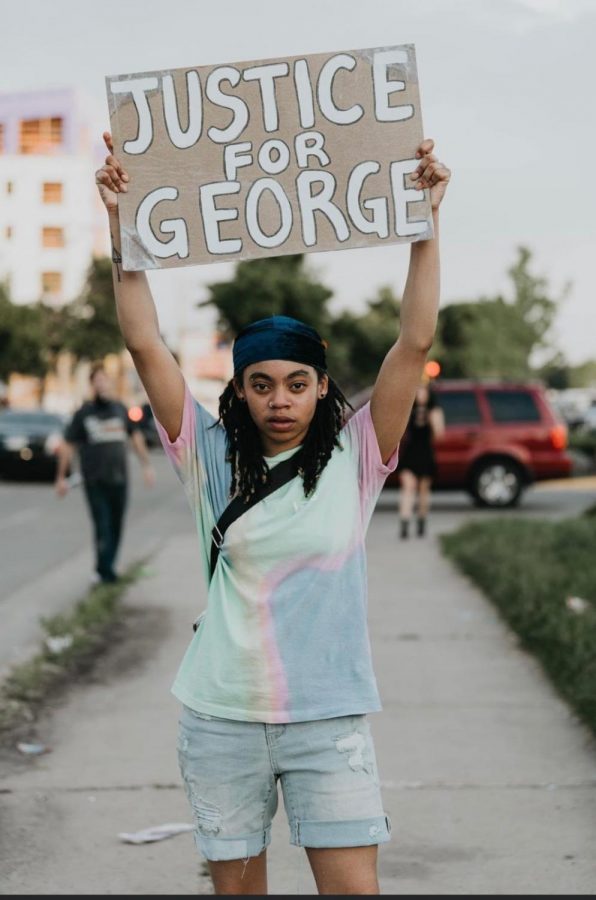 Photo of C’Monie Scott at a George Floyd protest.