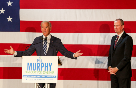 Image of Joe Biden campaigning on the behalf of Phil Murphy, incumbent New Jersey Governor for the election. 