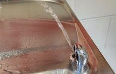 A water fountain in the hallways of Eaglecrest High School.