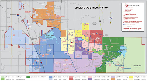 The Cherry Creek School District boundaries for the 22-23 school year. (Photo credit: CCSD)
