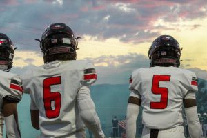 Senior CB Joel Yeboah and Junior CB Cam Bell watch the offense drive down the field. 