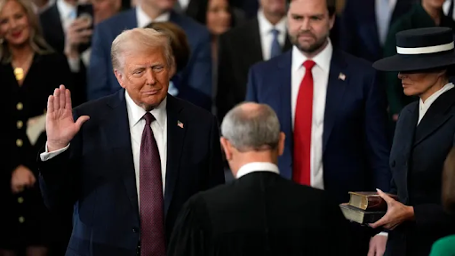 Trump takes the oath to become President for the second time.