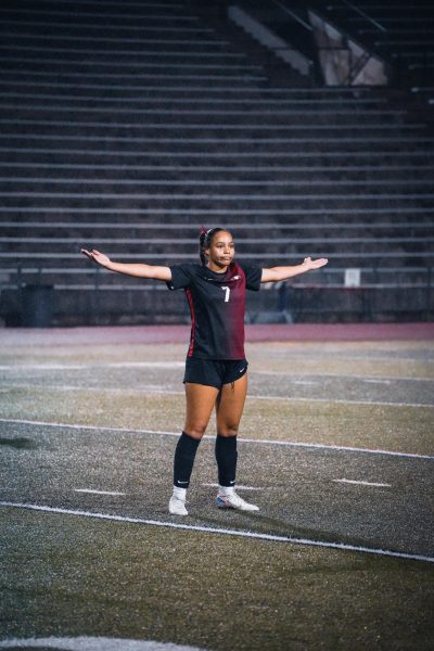 Sophomore Noel Pulley celebrating after scoring a goal.