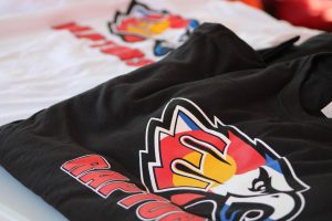 The Cheerleading Team sold a plethora of CO Raptor Head t-shirts!